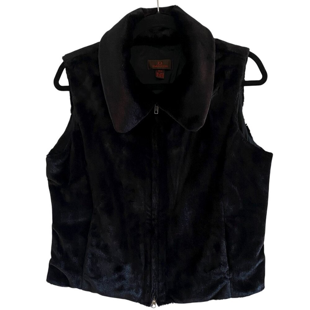 Danier Faux Fur Lightweight Black Vest Sz M